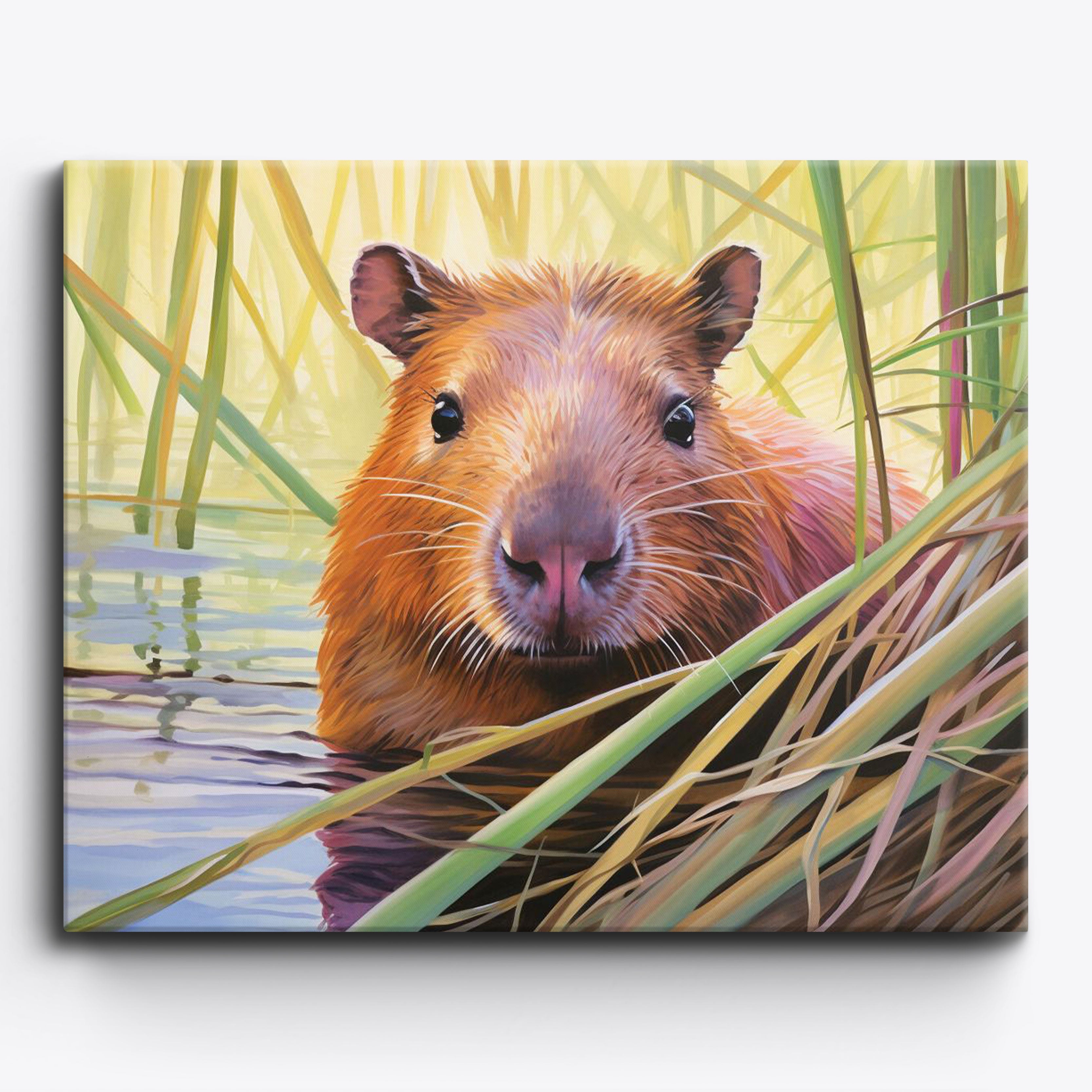 Le regard du capybara au bord du lac