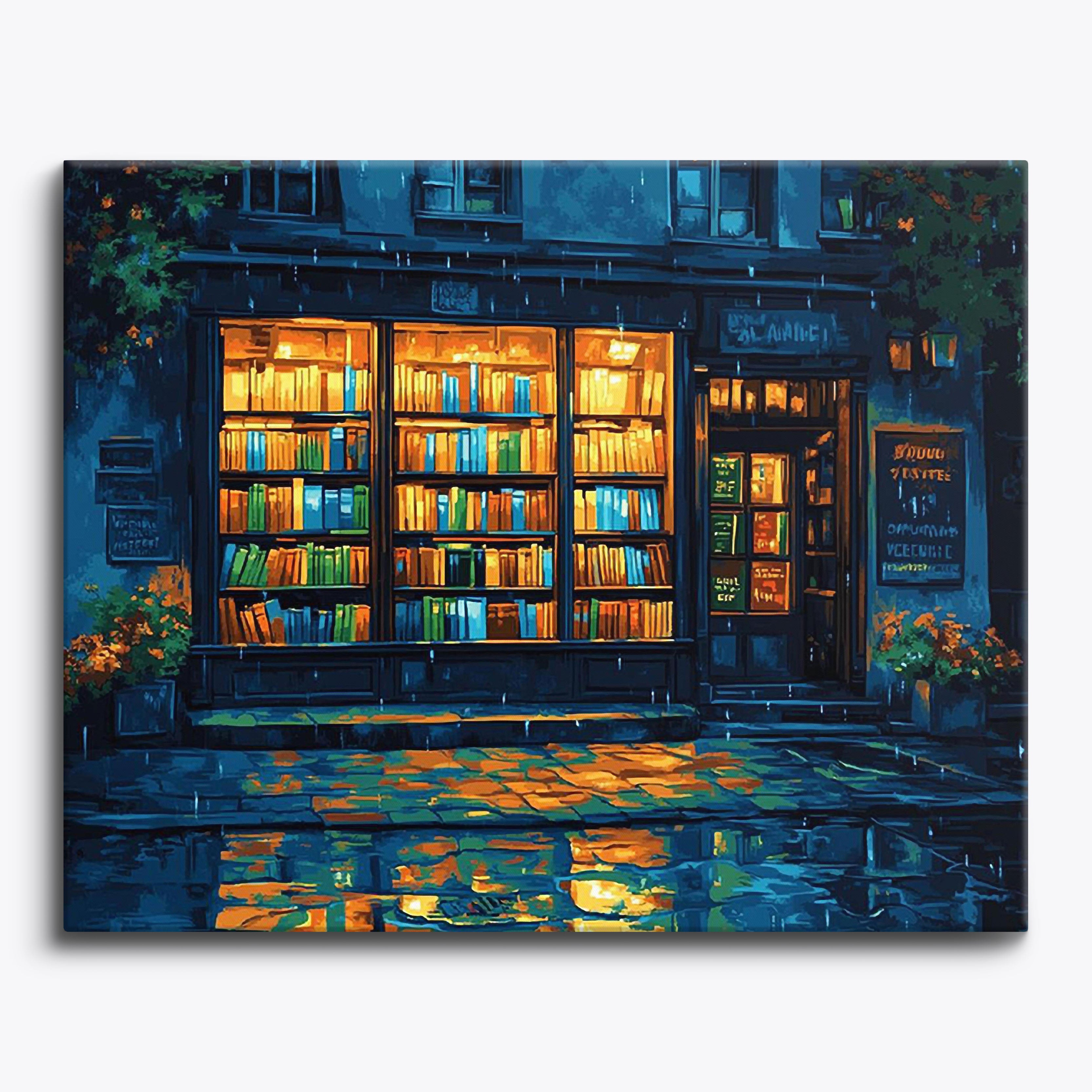 Rainy Bookstore Glow No Frame / Regular (15.75"x19.7"/40x50cm) / 24 colors