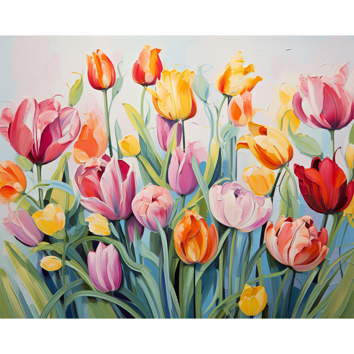 Réseau de tulipes colorées