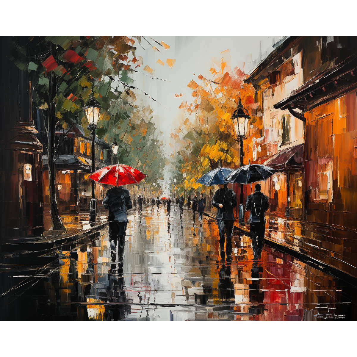 Promenade en ville sous la pluie