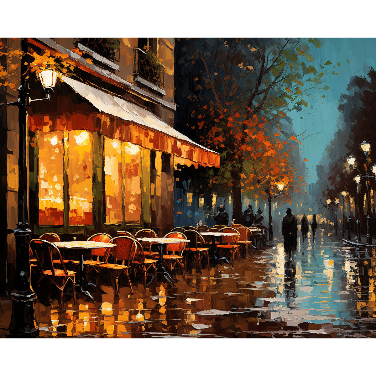 Reflets de pluie Un café parisien